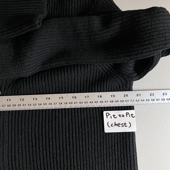 Reigning Champ Wool Shawl Collar Rib Knit Cardigan - Men's Size M - Black - Picture 9 of 10